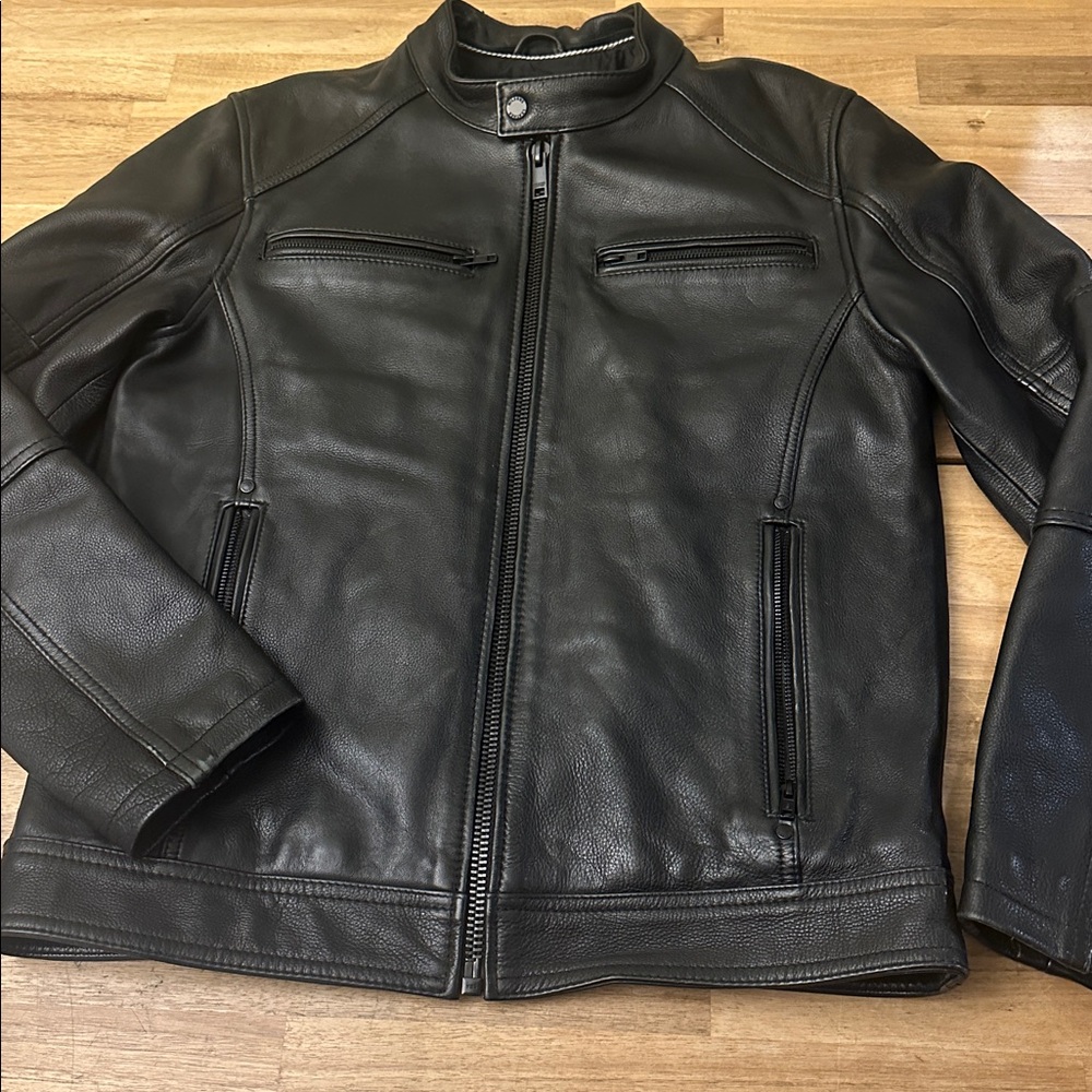 WILSONS LEATHER Lance leather moto jacket - Picture 3 of 13